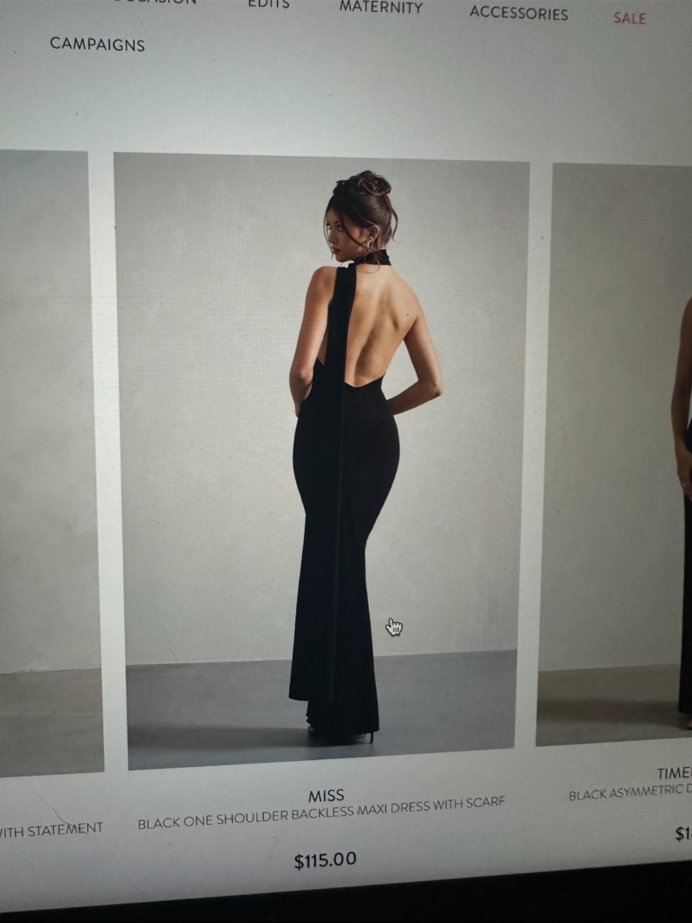 Black One-Shoulder Backless Maxi Dress with Scarf - Elegant Evening Dress